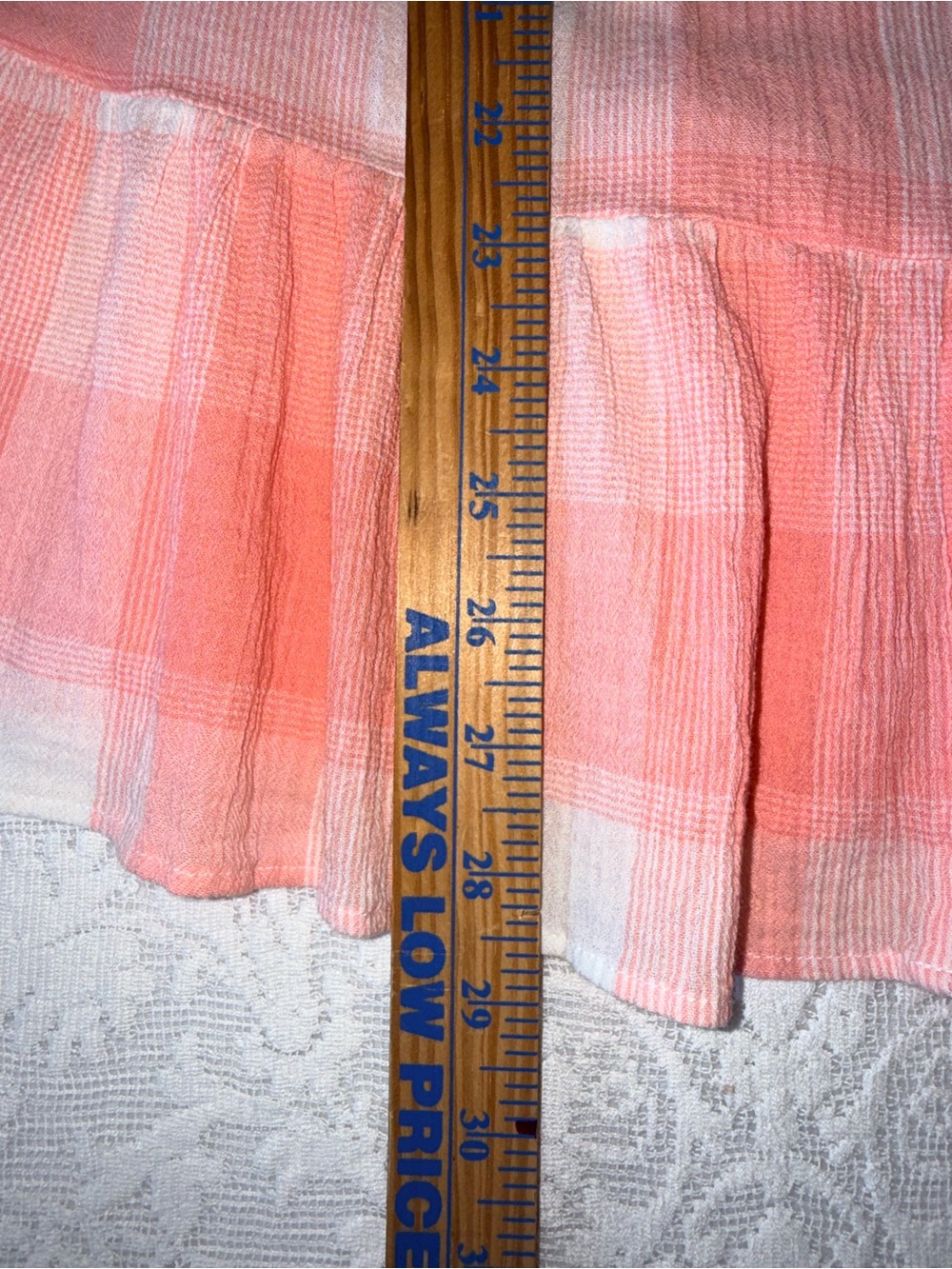 CHAPS‎ Pink White Gingham Cotton Plaid Square Neck Peasant Blouse Boho Top XL - Picture 4 of 13